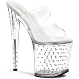 Sandalo Stardust Con Strass Plateau Trasparente Tacco 18