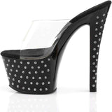Sandalo Stardust Con Strass Plateau Trasparente Tacco 18