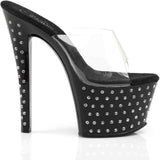 Sandalo Stardust Con Strass Plateau Trasparente Tacco 18