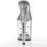Sandalo Stardust Con Strass Plateau Trasparente Tacco 18