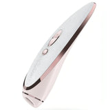 Satisfyer Prêt-à-Porter rosa pallido vista angolata silicone bianco dettagli metallici