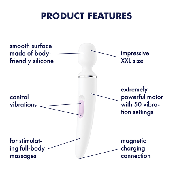 Satisfyer Wand-er Black con 50 Combinazioni di Vibrazione Diverse