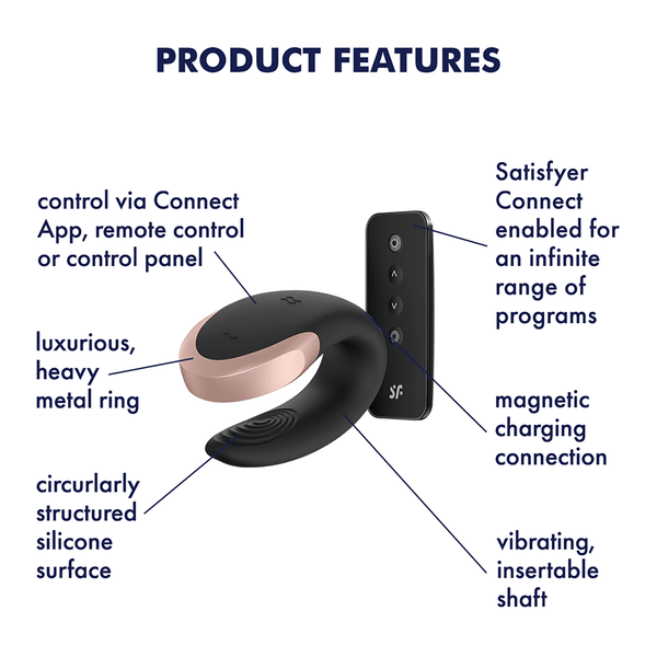 Satisfyer Double Love Connect App nero: vibratore per coppia