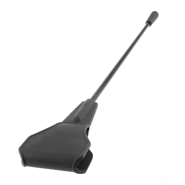 Paddle sculacciatore in silicone nero con manico cilindrico e testa a scudetto