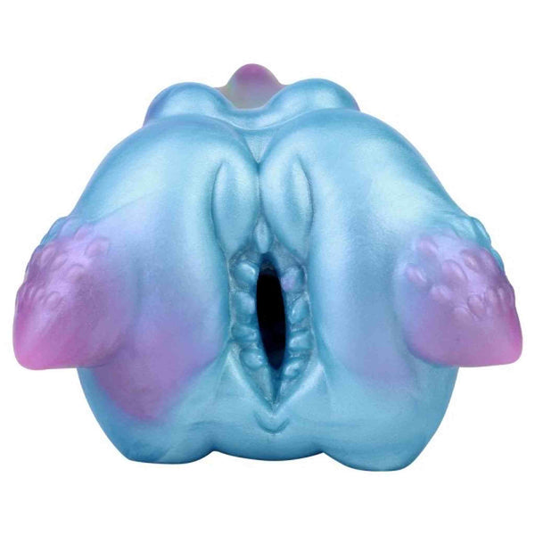 Dettaglio apertura centrale e orecchie coniglio marino silicone blu viola rosa