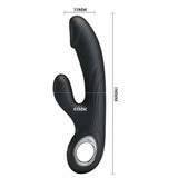 Selene Vibratore rabbit nero con glande scolpito - 7 Modalità di vibrazione, Ricaricabile tramite USB