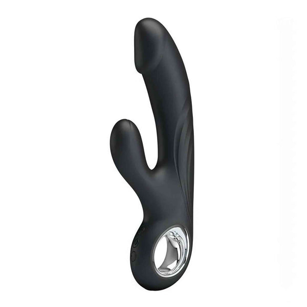 Selene Vibratore rabbit nero con glande scolpito - 7 Modalità di vibrazione, Ricaricabile tramite USB