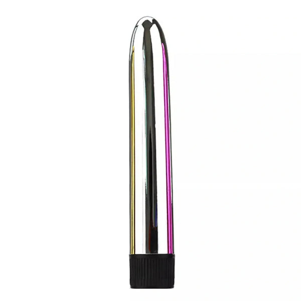 Vibratore Intense VITO trasparente con strisce interne colorate e base a righe nere