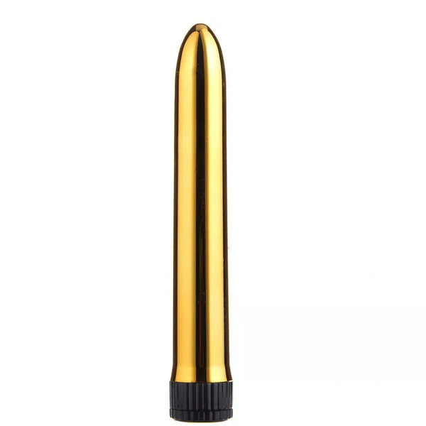 Vibratore Intense VITO dorato riflettente forma cilindrica base antiscivolo nera