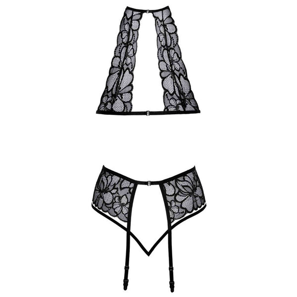 Set Lingerie Black Lace con Ricami Floreali