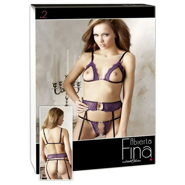 Set Lingerie Viola in Pizzo 3 Pezzi