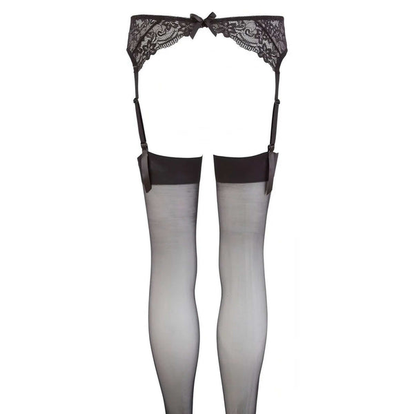 Set Reggicalze in pizzo con calze nere velate
