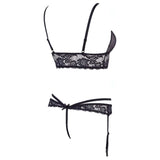 Set Reggiseno a Fascia e Slip reggicalze con fiocco e perline