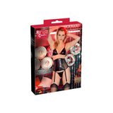 Confezione Red Corner completo sexy nero reggiseno e corpetto con clip reggicalze