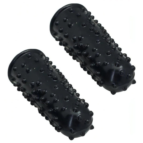 Set di 2 ditali con rilievi stimolanti - Nero