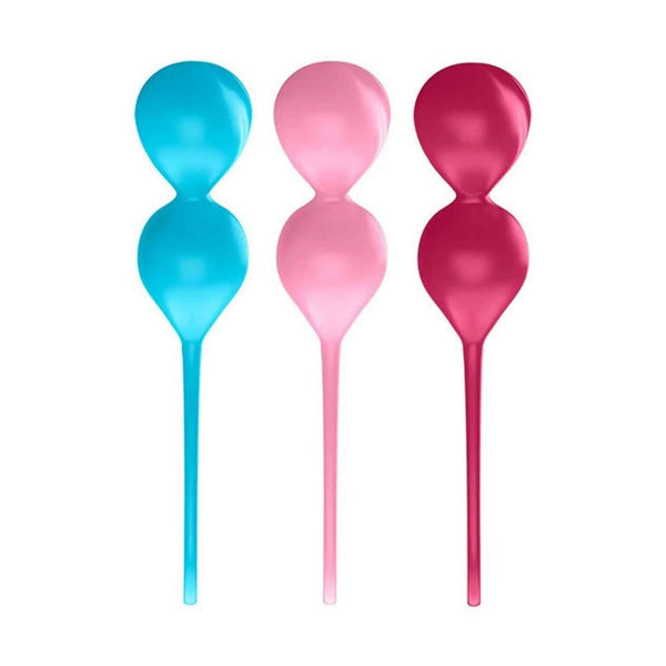 Palline da training Kegel a forma di V con manico lungo set Satisfyer