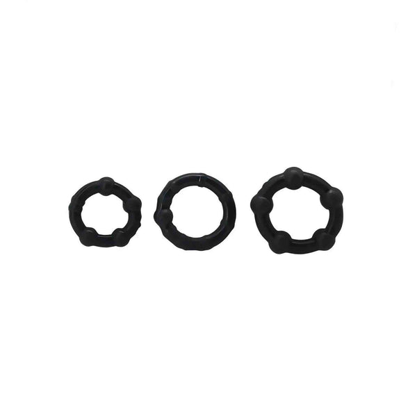 Set di 3 anelli beaded - Nero