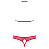 Composizione set intimo nudo rosso rete e pizzo S/M