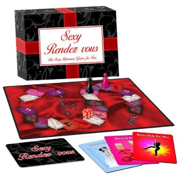Gioco da tavolo erotico Sexy Rendez Vou con tabellone rosso, carte e pedine per coppie
