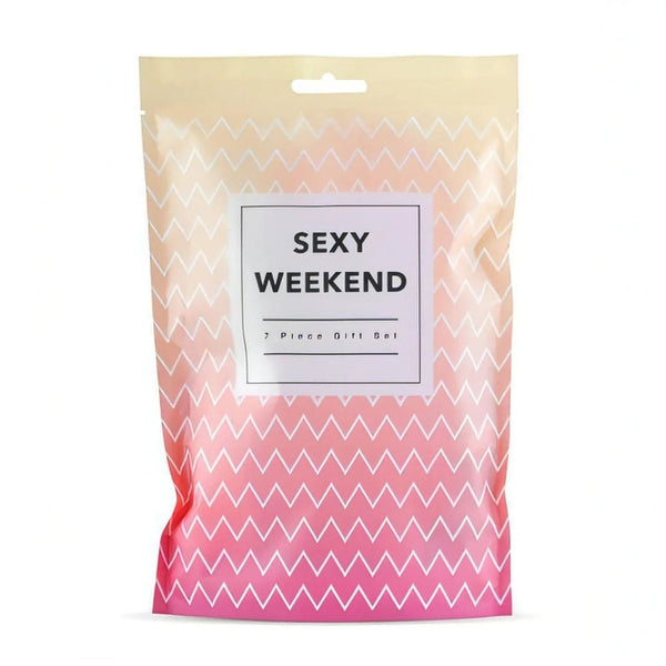 Sexy Weekend Gift Box - Vibratore Punto-G in Silicone, Anello Vibrante, Feather Tickler, Manette, Benda Satinata, 2x Dadi delle