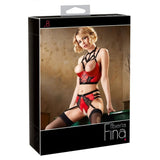 Confezione scatola nera lingerie Abierta Fina completo rosso e nero