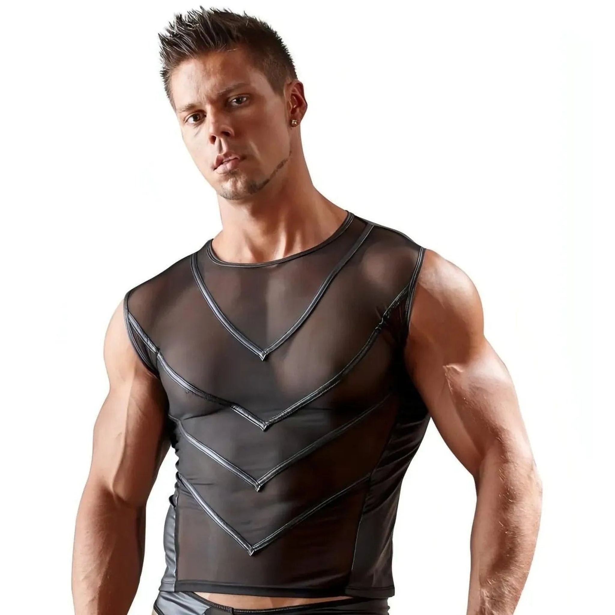 Shirt Mesh Trasparente con Inserti Wetlook