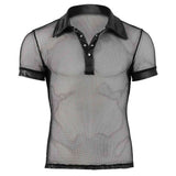 Shirt a rete con bordature in vinile