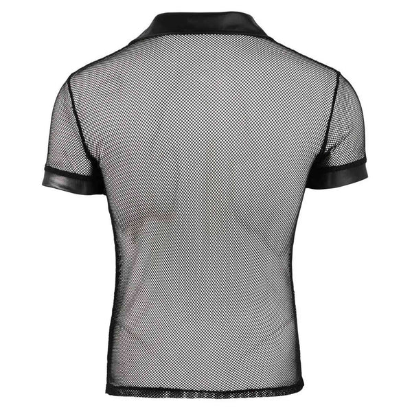 Shirt a rete con bordature in vinile
