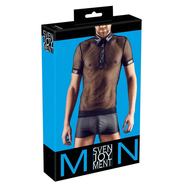 Shirt a rete con bordature in vinile