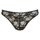 Slip Neri In Pizzo Con Ricami Floreali