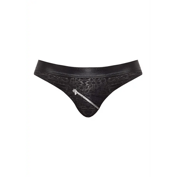 Slip Sexy Uomo Nero in Texturizzata con Zip