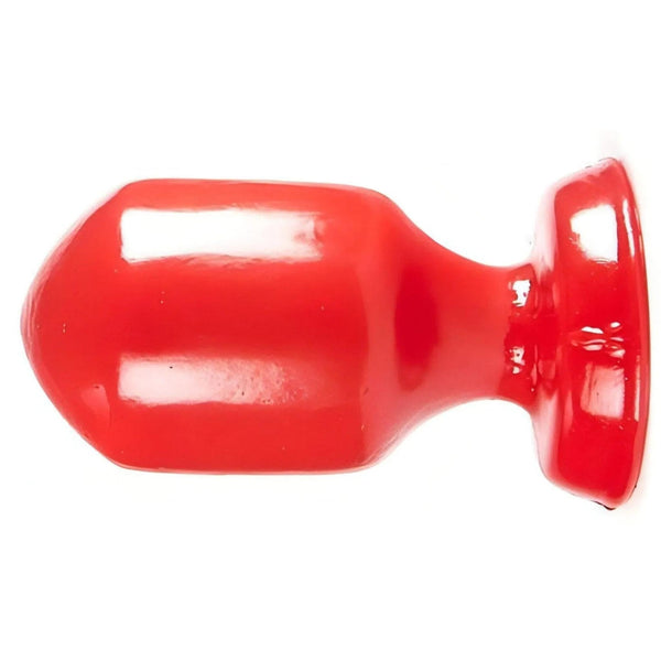 Base piatta plug anali rosso lucido vista posteriore laterale