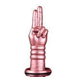 Dildo silicone liquido rosa Deva gesto vittoria con manico ad anelli e dettagli venosi
