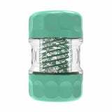 Coppa masturbatore verticale trasparente con base verde acqua opaca