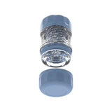 Vista frontale masturbatore Spiral Portable Vigor Cup aperto con guaina TPE trasparente e rilievi spiralati