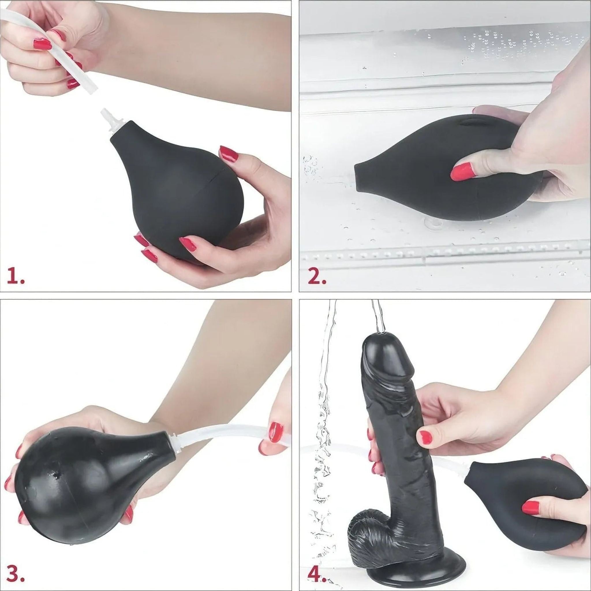 Squirt Extreme Fallo Realistico con Pompa Squirting - Nero, 11″