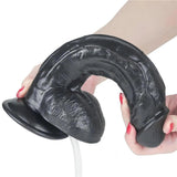 Dildo nero realistico in PVC con ventosa e pompa per spruzzo