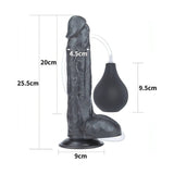 Dildo nero anatomico 25 cm con pompa e misure dettagliate