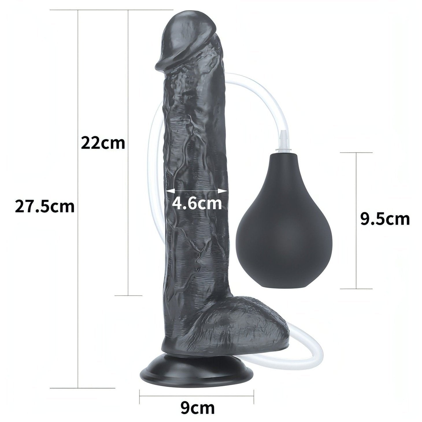 Squirt Extreme Fallo Realistico con Pompa Squirting - Nero, 11''