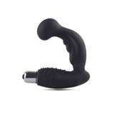 Stimolatore prostata nero in silicone con manico ergonomico a bolle e base cromata