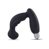 Vista posteriore giocattolo anale nero in silicone con design curvo
