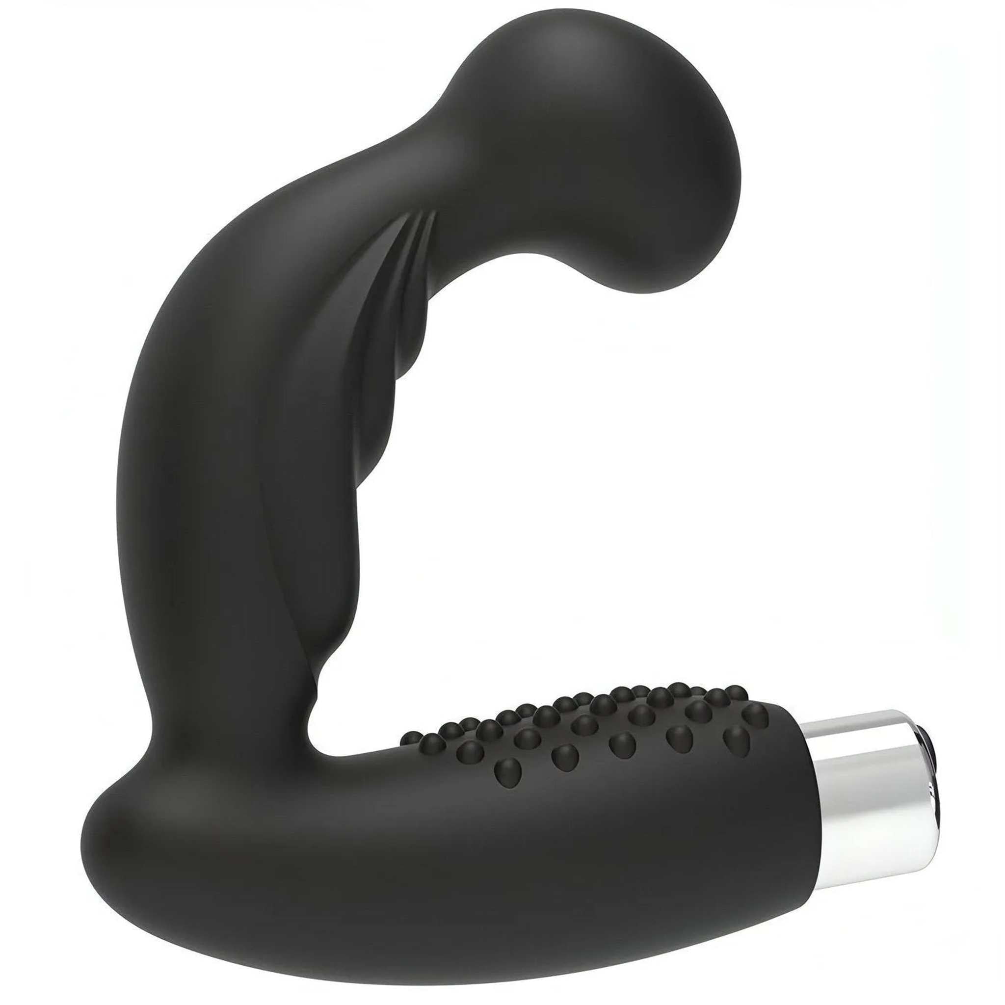 Stimolatore per massaggio prostata e perineo in silicone - 10 modalità di vibrazione, Ricaricabile, Nero
