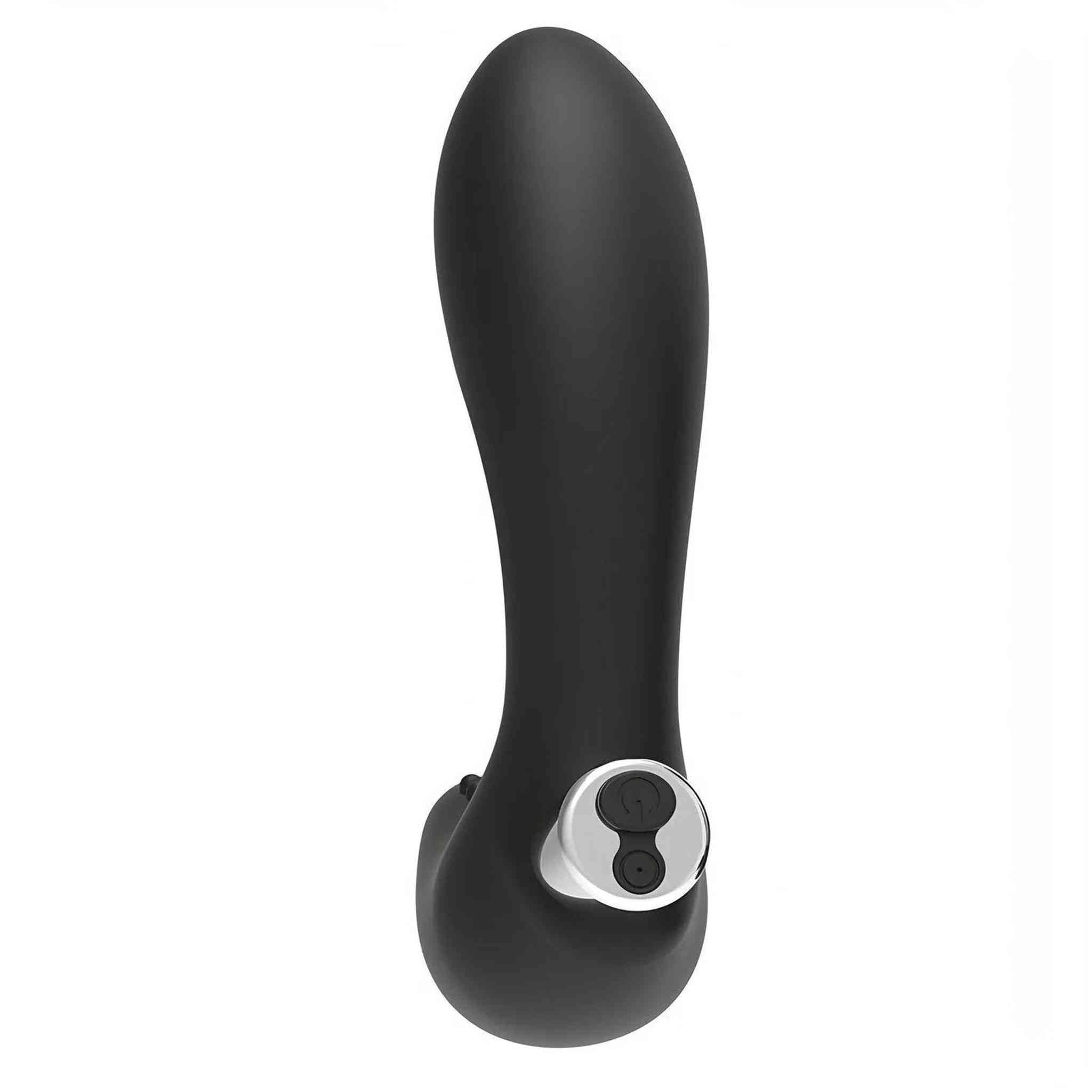 Stimolatore ricurvo per massaggio prostata e perineo in silicone - 10 modalità di vibrazione, Ricaricabile, Nero