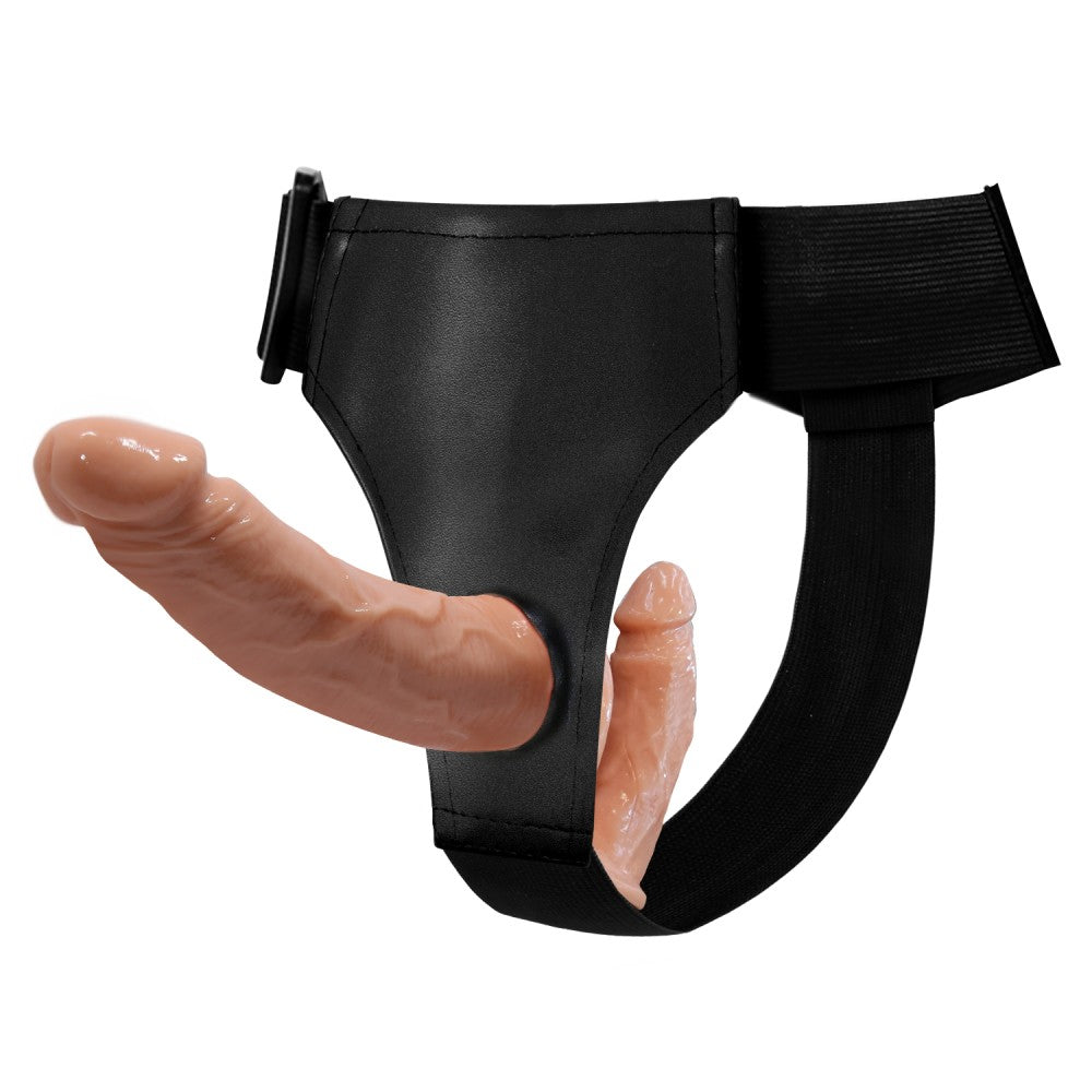 Strap-On con Doppio Dildo per Penetrazione Attiva e Passiva