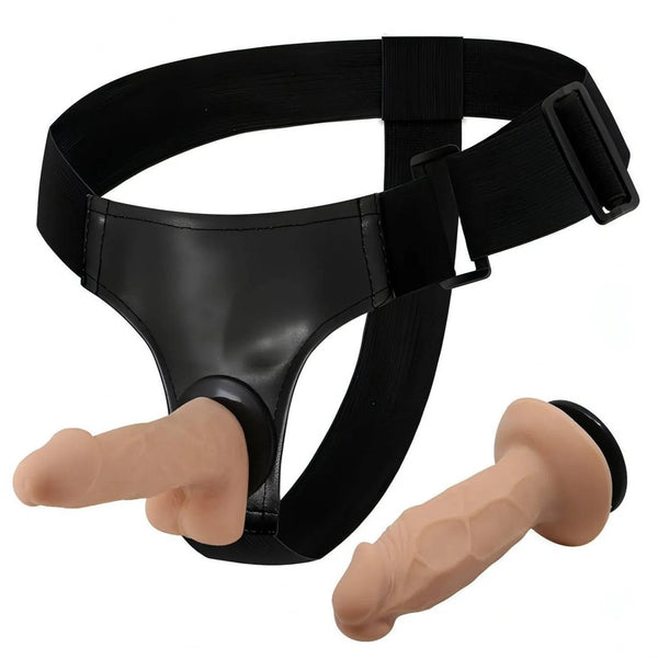 Strap-on con due mini falli realistici extra morbidi