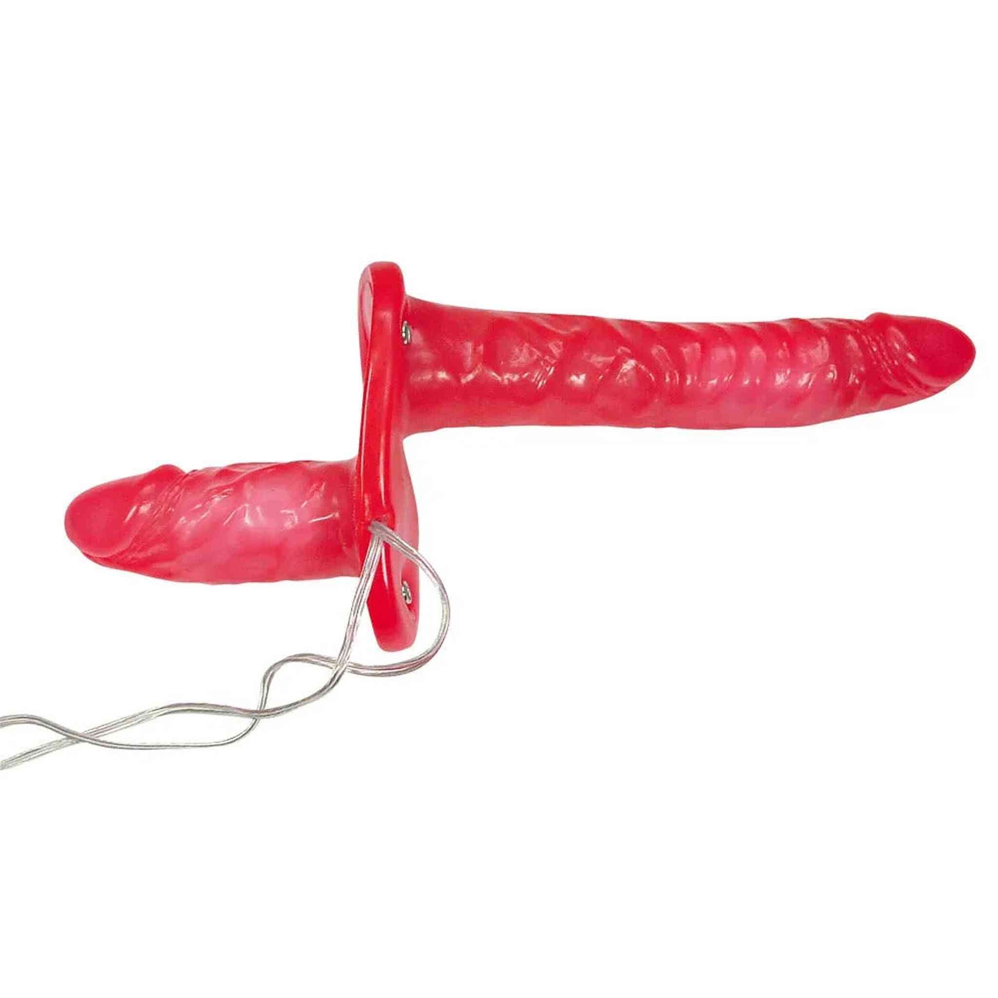 Strap-on doppio vibrante rosso