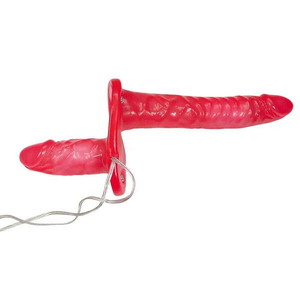 Strap-on doppio vibrante rosso
