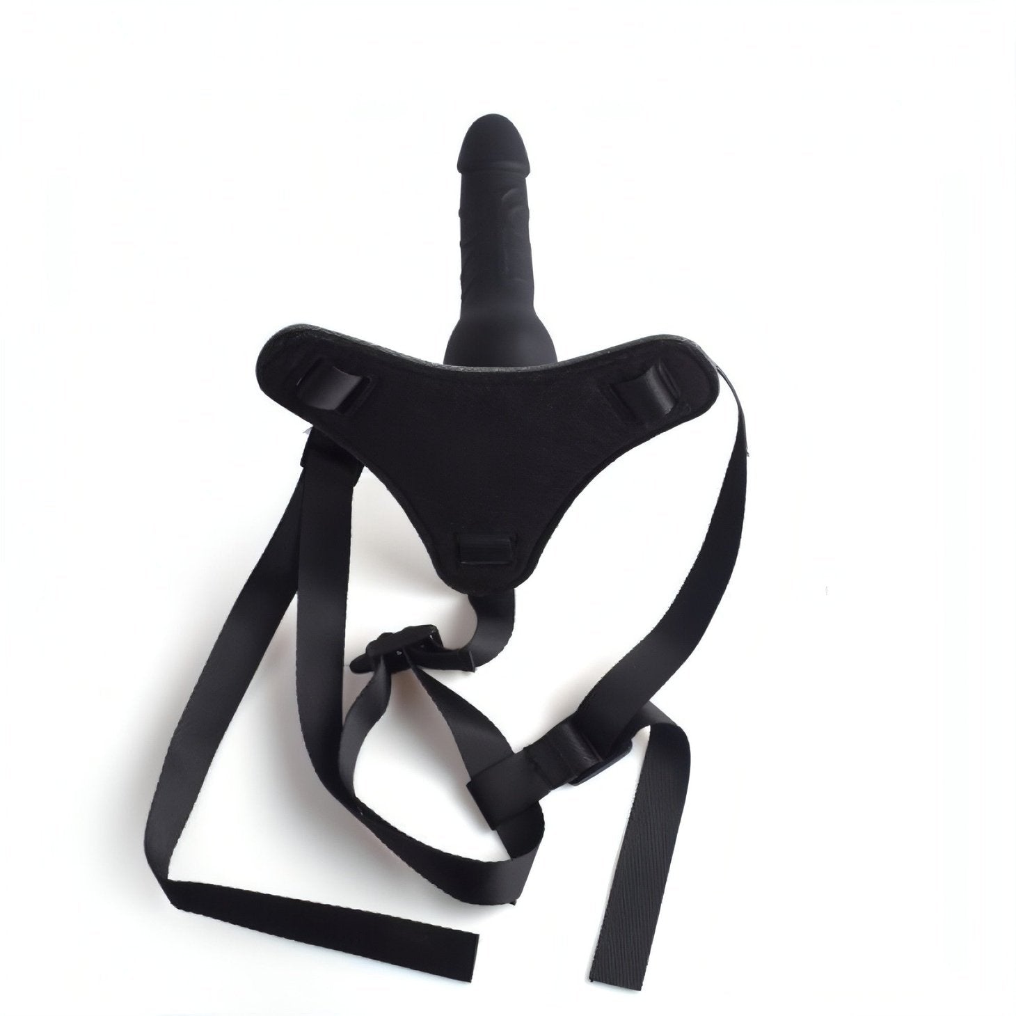 Strap-on nero in silicone con sistema Hung-In - 5.5'', Nero