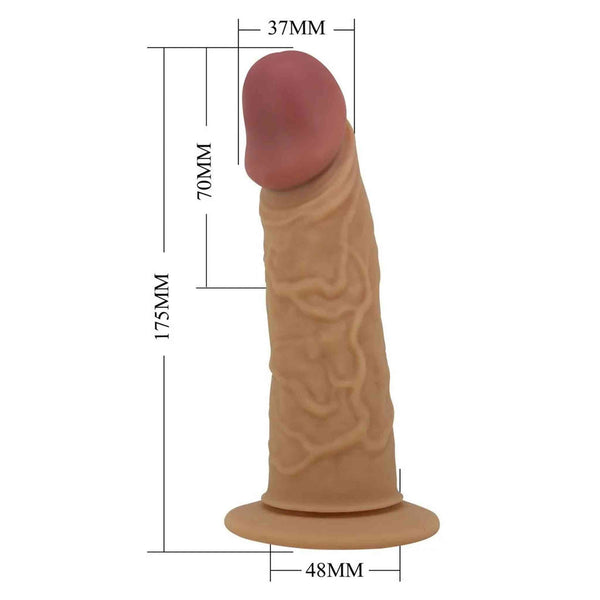 Strapon cavo in silicone color carne 17.5 cm con testa anatomiche e venature realistiche