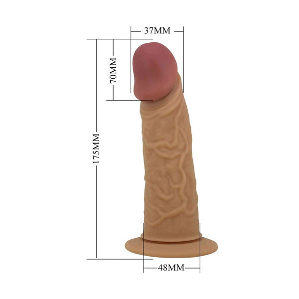Pene artificiale in silicone realistico 17.5 cm con testa rosa e venature dettagliate